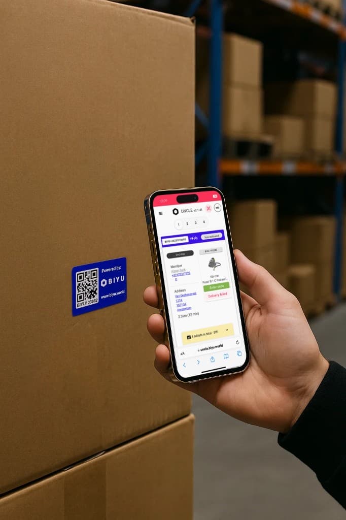 Scanning a package in the warehouse using UNCLE by BIYU